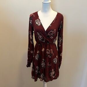 Staccato Burgundy Floral Long Sleeve Dress